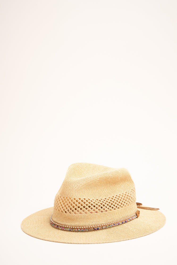 Cappello paglia con perline