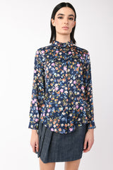 Camicia in raso a stampa floreale