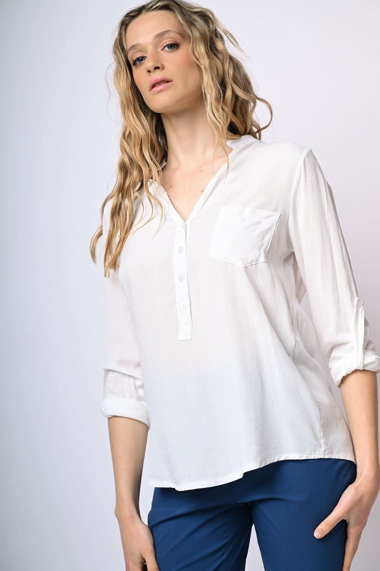 Camicia in viscosa con taschino