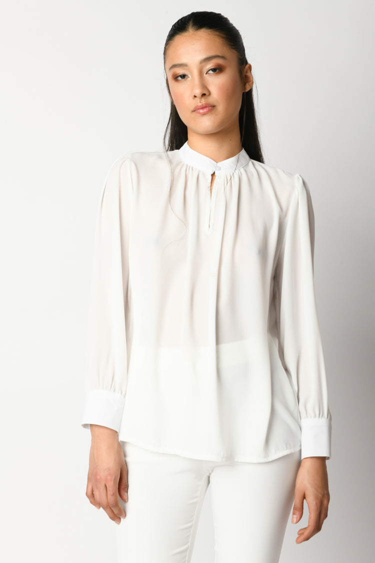 Blusa con collo alla coreana