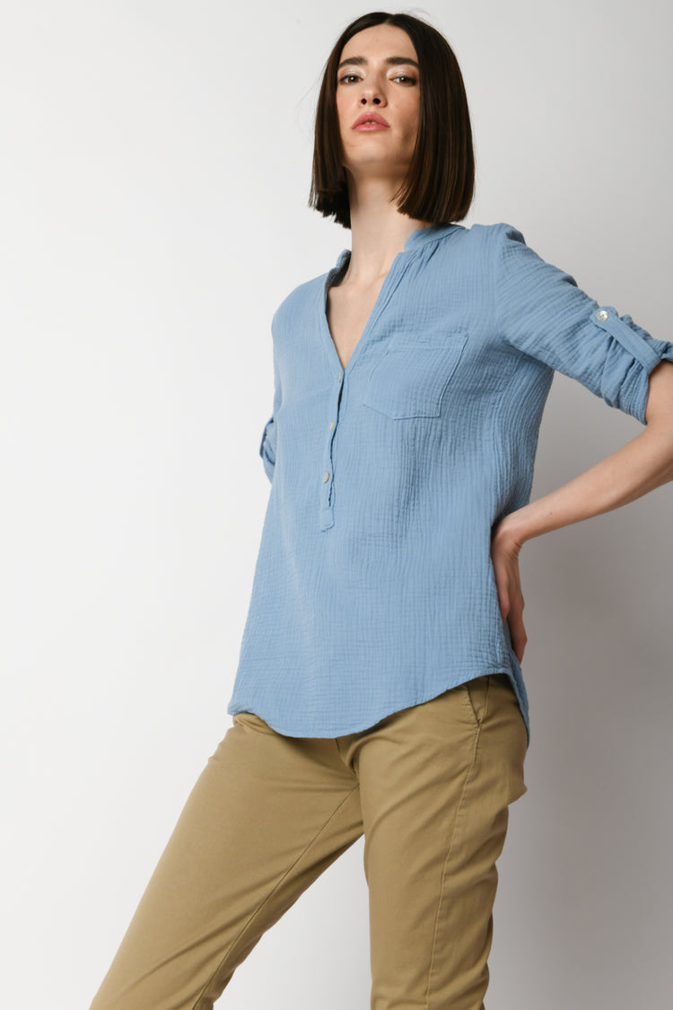 Camicia in cotone goffrato