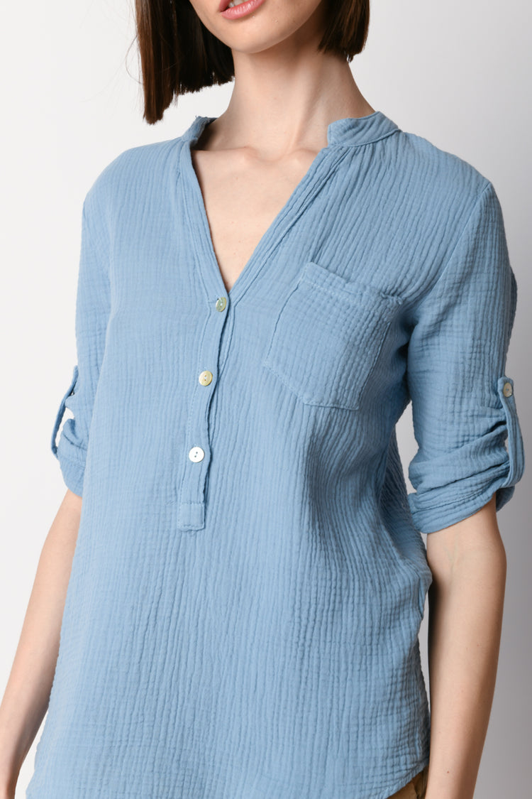 Camicia in cotone goffrato