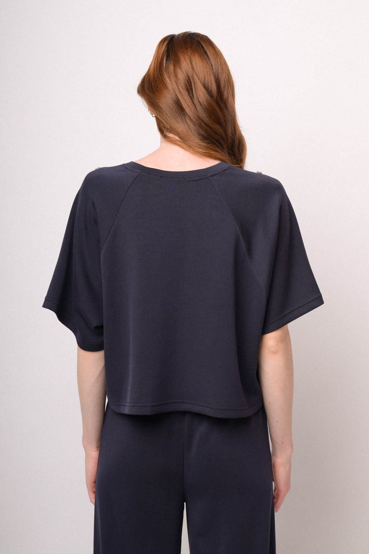 Maglia felpa blu con strass