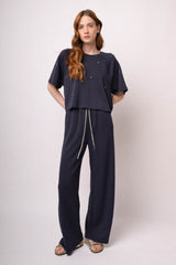 Pantaloni palazzo blu con coulisse