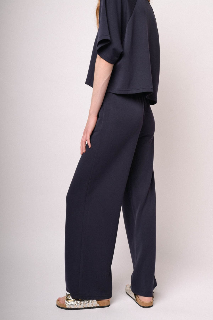 Pantaloni palazzo blu con coulisse