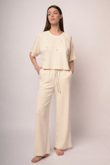 Pantaloni joggers con coulisse in strass