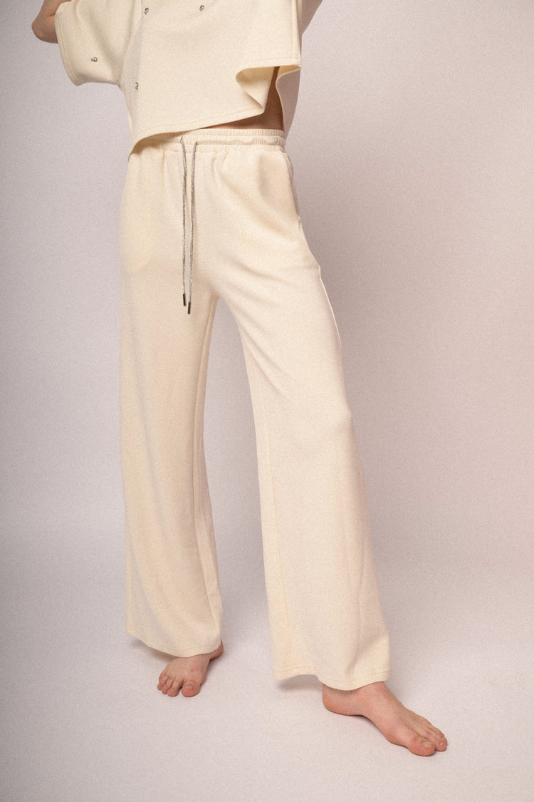 Pantaloni joggers con coulisse in strass