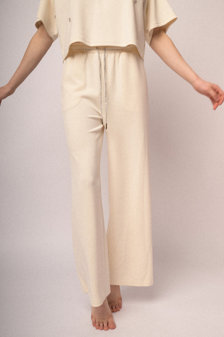 Pantaloni joggers con coulisse in strass