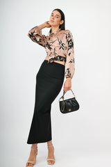 Blusa in raso a stampa floreale