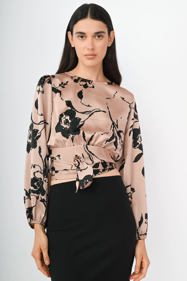 Blusa in raso a stampa floreale