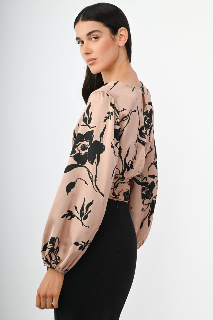 Blusa in raso a stampa floreale