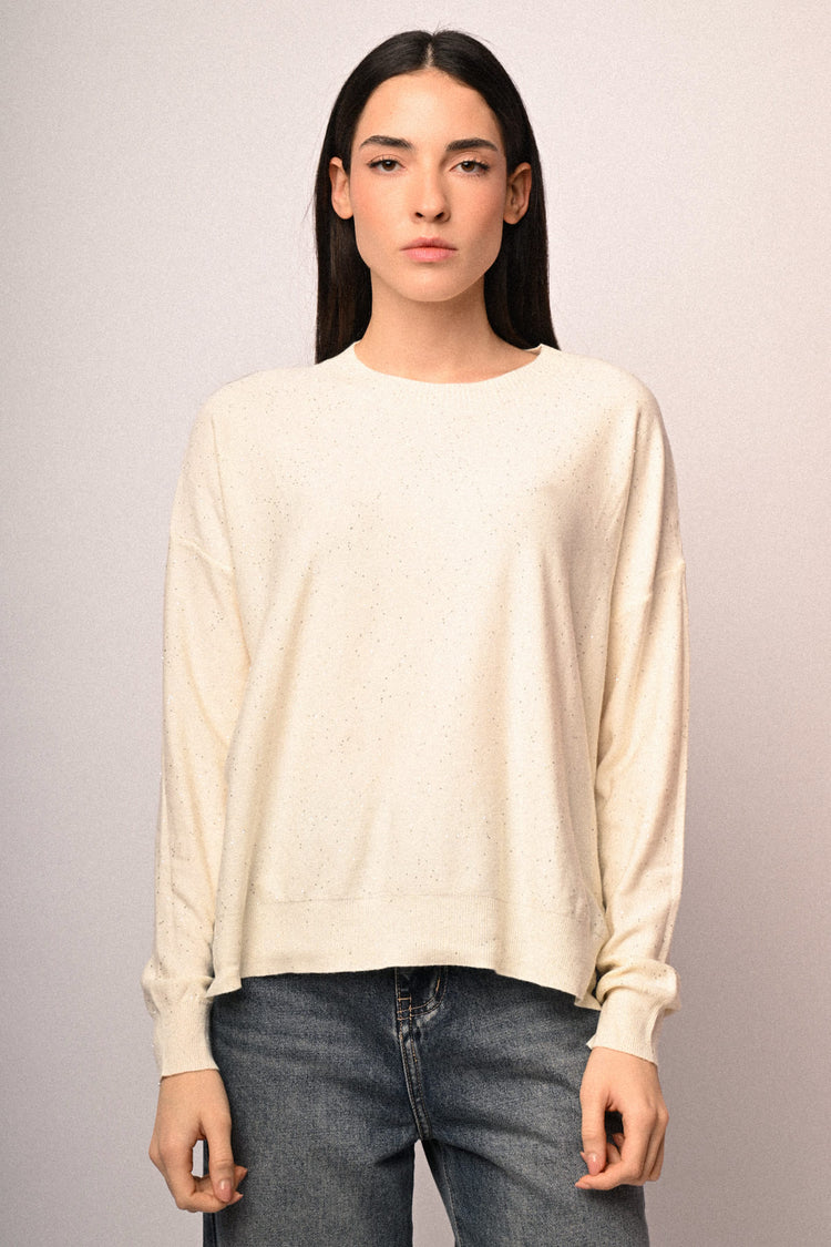 Pull basic con mini paillettes all-over