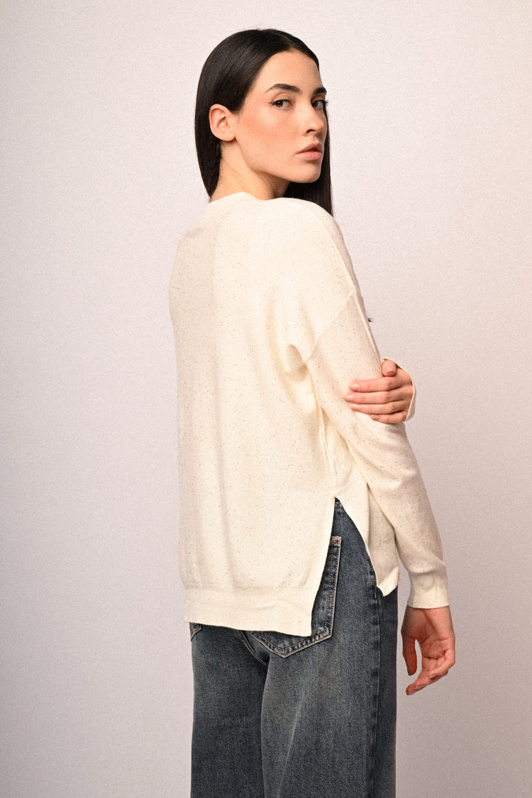 Pull basic con mini paillettes all-over