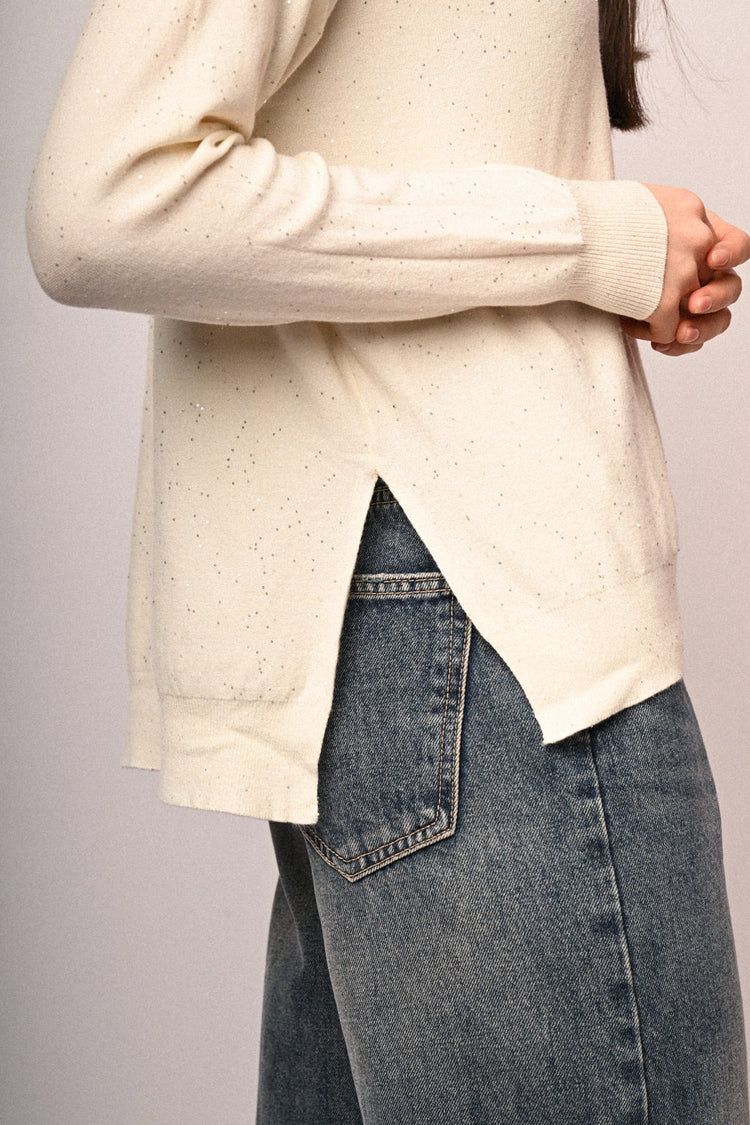 Pull basic con mini paillettes all-over