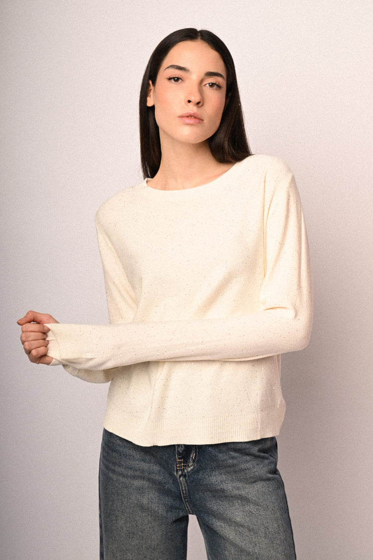 Pull con mini paillettes all-over