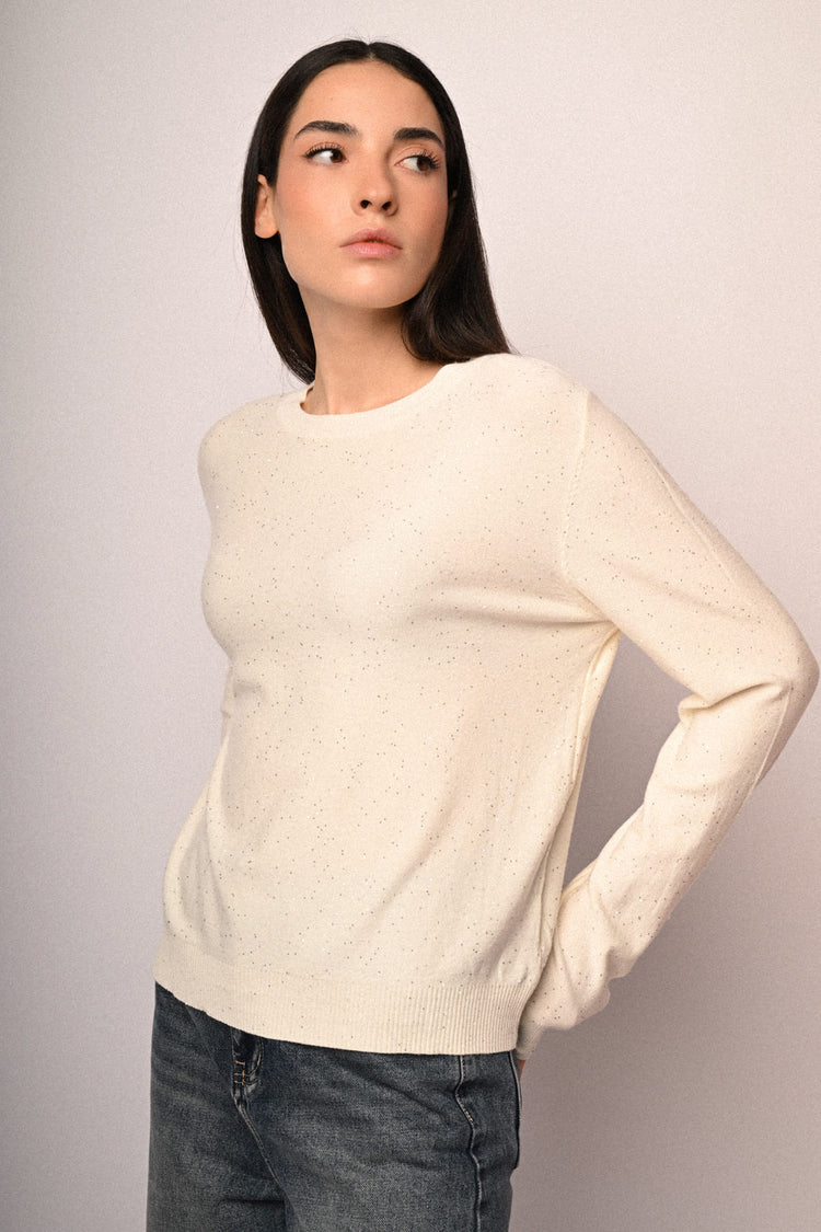 Pull con mini paillettes all-over