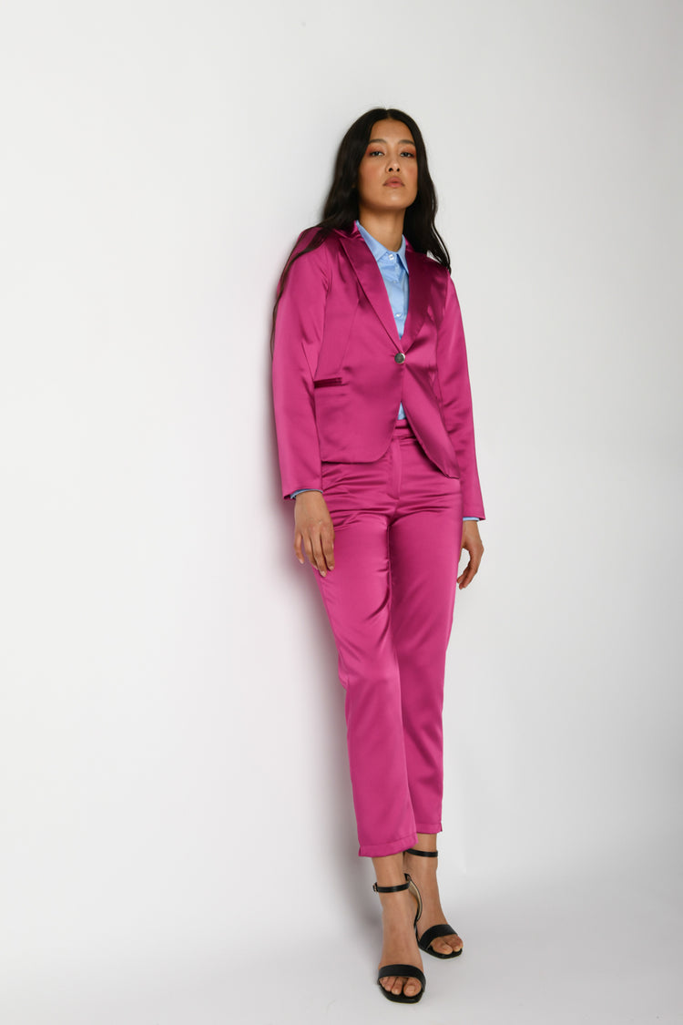 Pantaloni slim-fit in raso