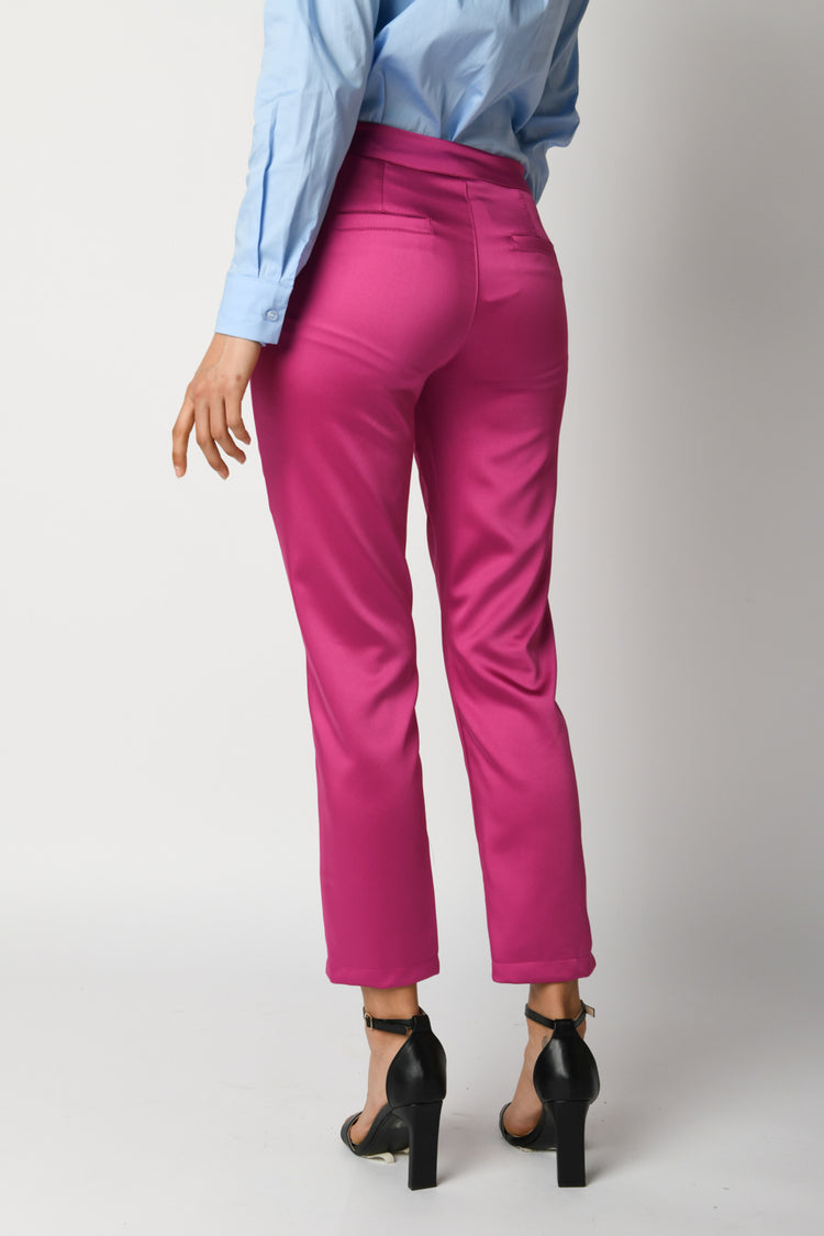 Pantaloni slim-fit in raso