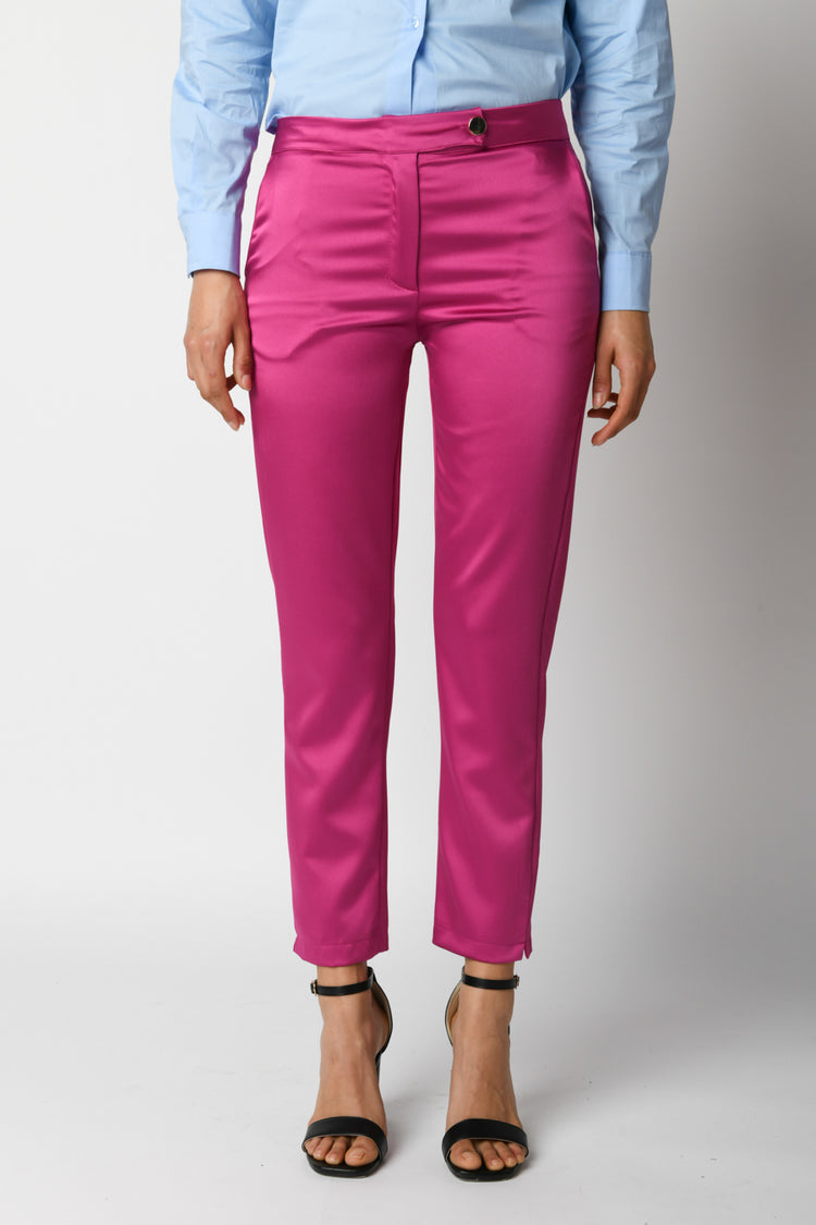 Pantaloni slim-fit in raso