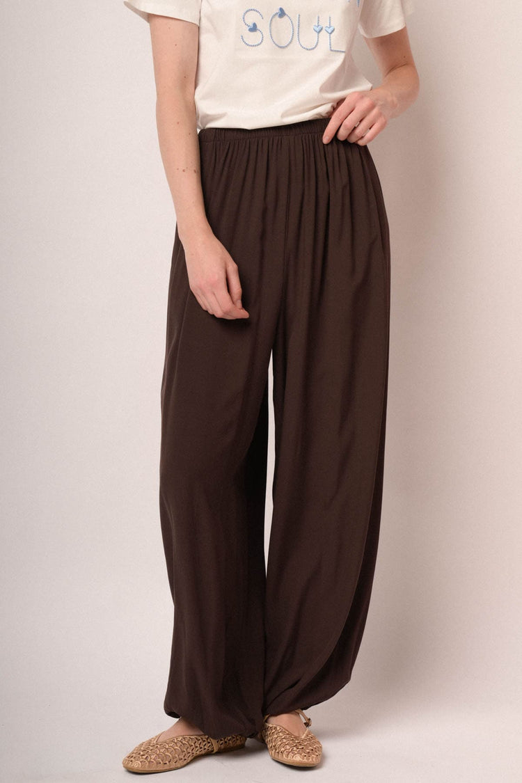 Harem pants in viscosa cioccolato