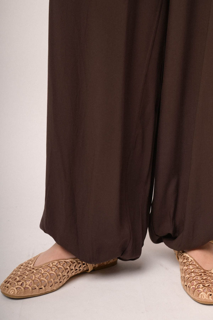 Harem pants in viscosa cioccolato