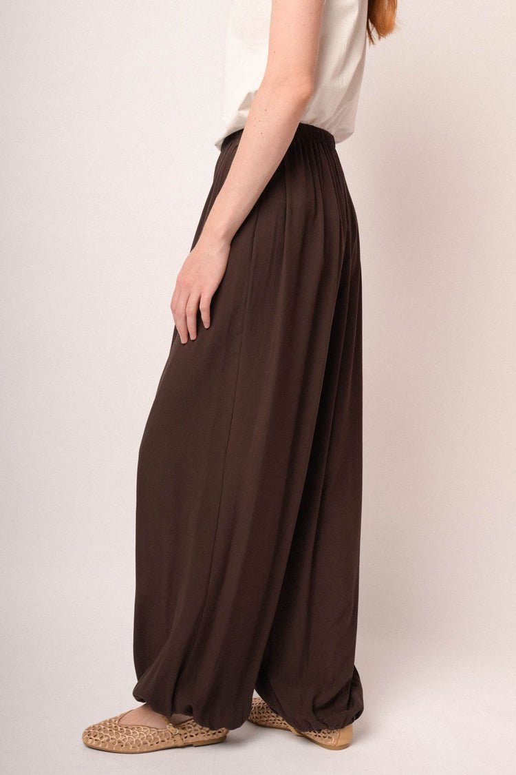 Harem pants in viscosa cioccolato