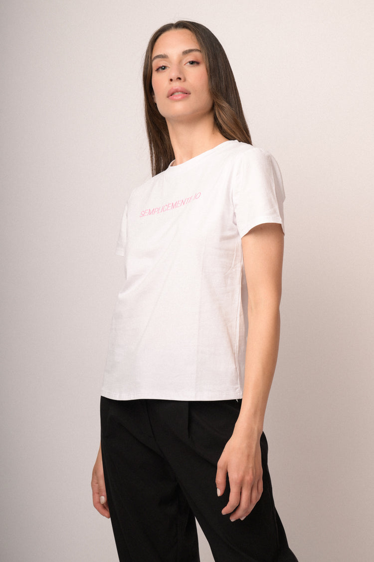 T-shirt Semplicemente Io in cotone Bianco