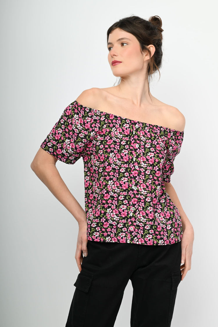 Top a stampa micro floreale