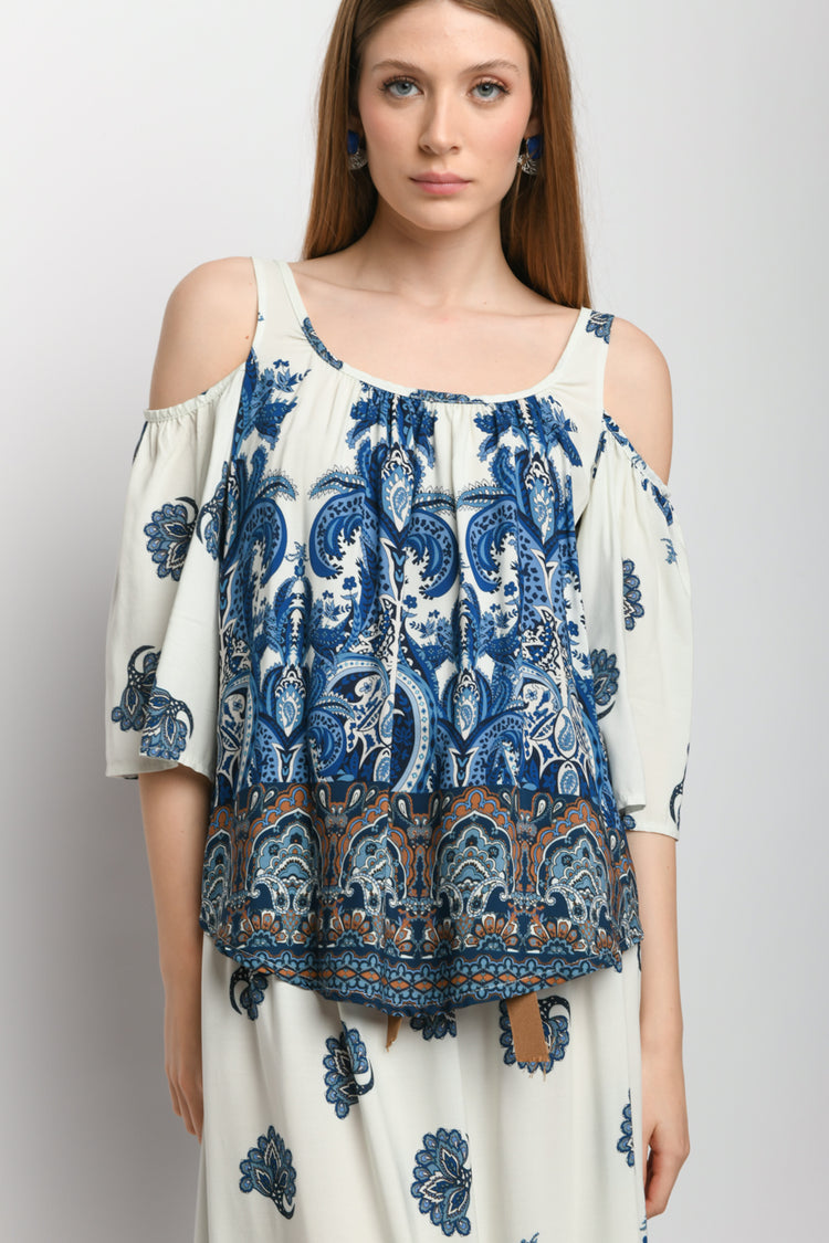 Blusa a stampa etnica