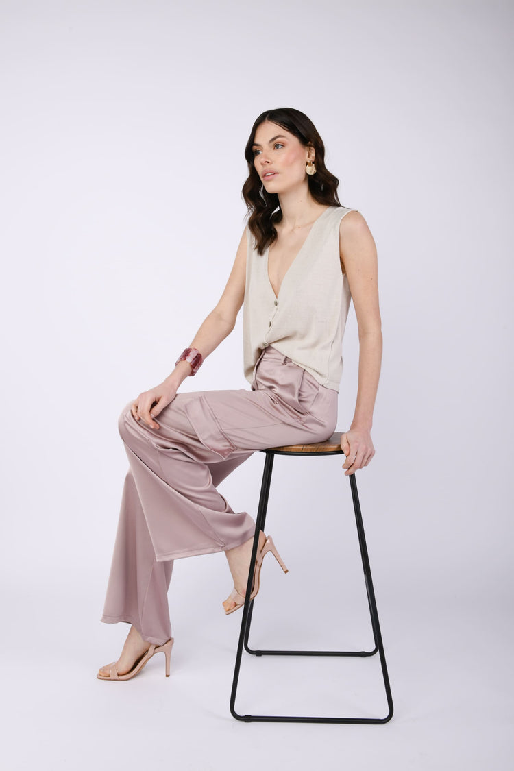 Pantaloni cargo in raso