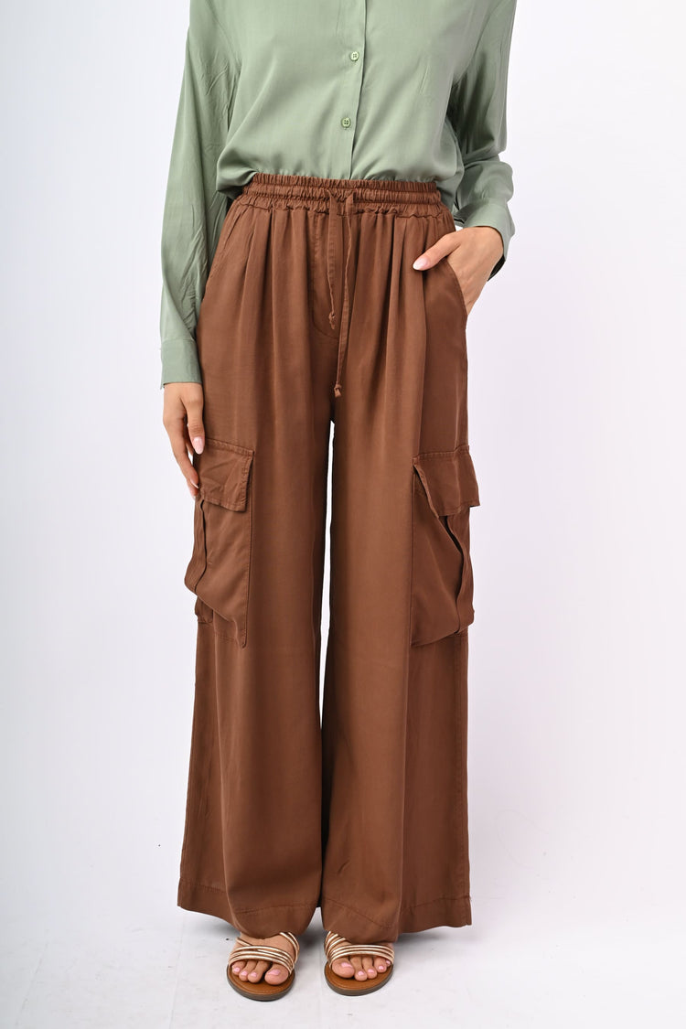 Pantaloni cargo in lyocell