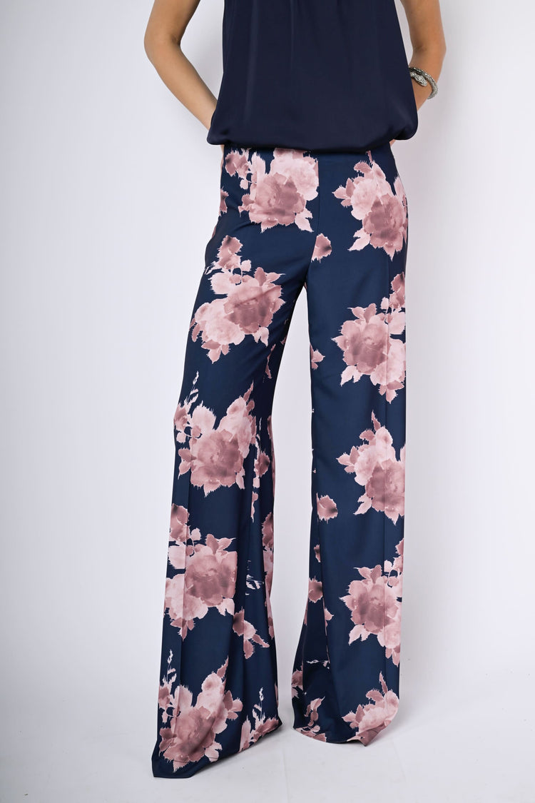 Pantaloni palazzo a stampa floreale