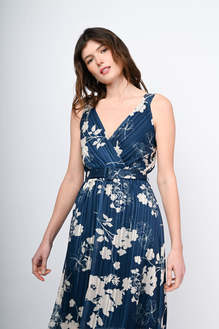 Abito lungo a stampa floreale lurex