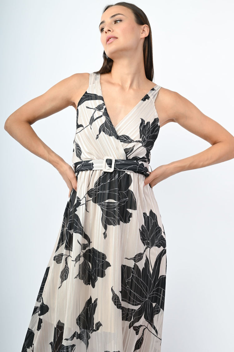 Abito in georgette lurex a stampa floreale