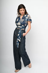 Top a stampa floreale lurex