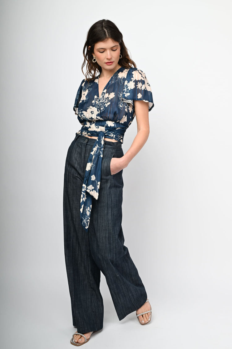Top a stampa floreale lurex