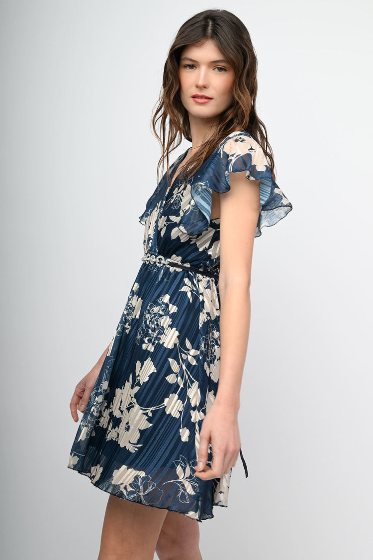 Mini abito a stampa floreale lurex