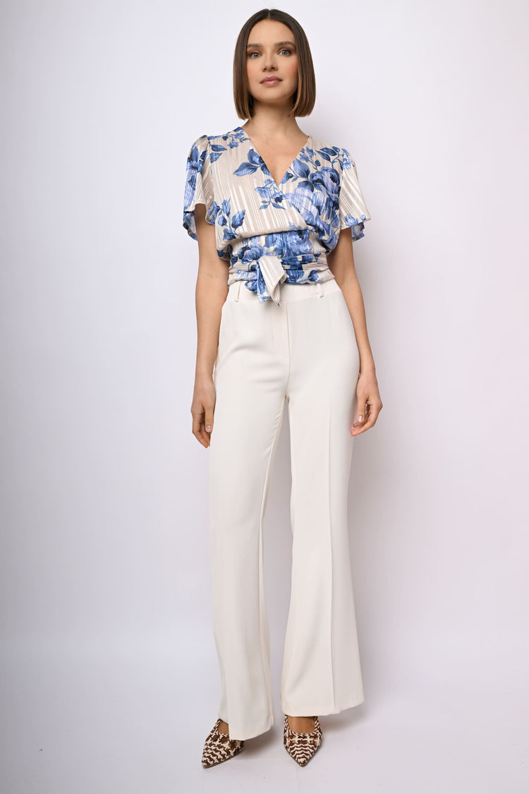 Top in georgette lurex a stampa rose