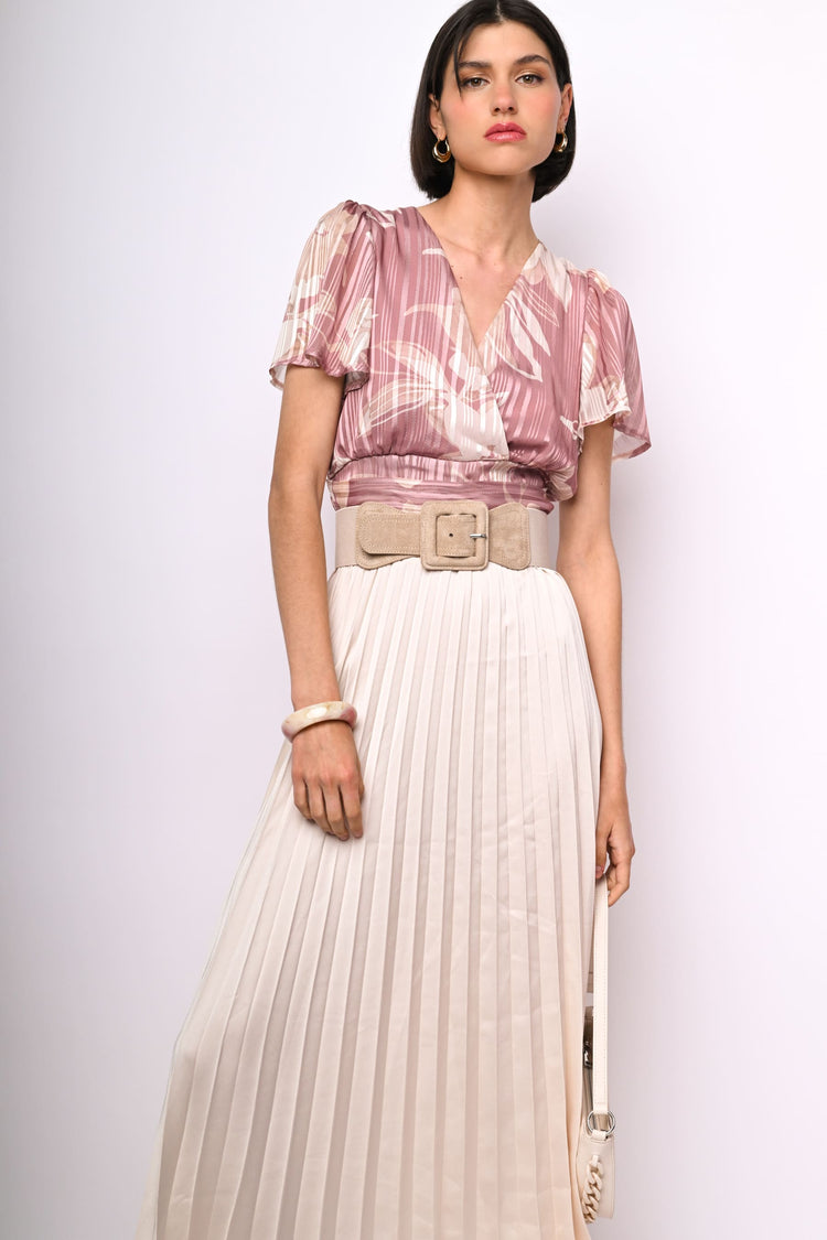 Top in georgette a stampa floreale