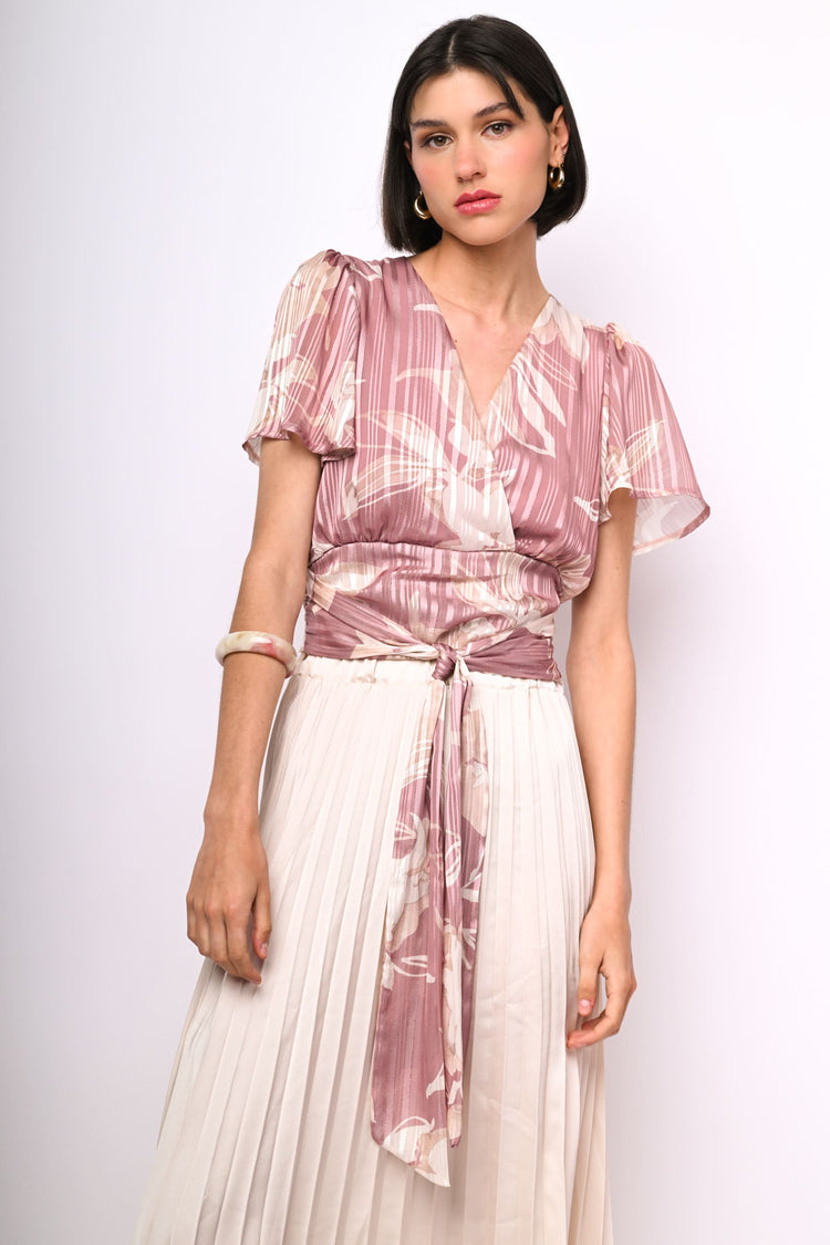 Top in georgette a stampa floreale