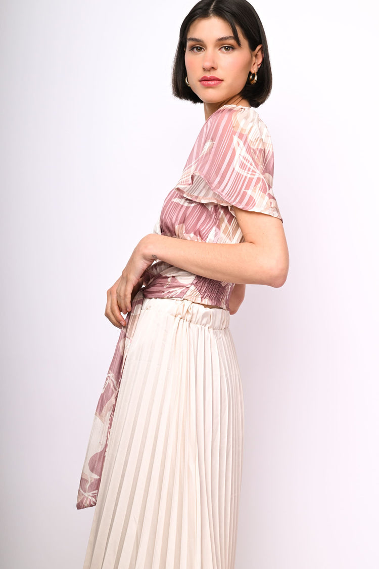 Top in georgette a stampa floreale