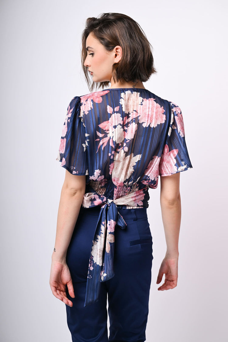 Top in georgette lurex a stampa floreale
