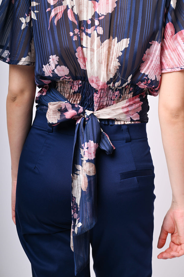 Top in georgette lurex a stampa floreale