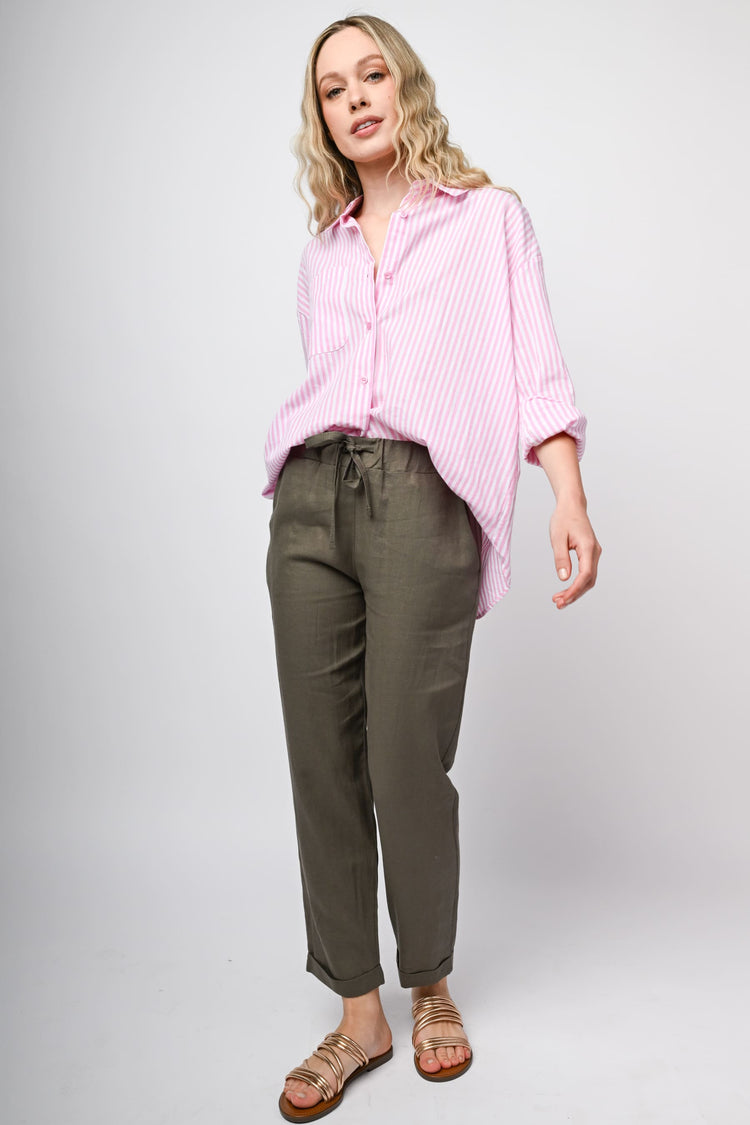 Pantaloni in lino e viscosa