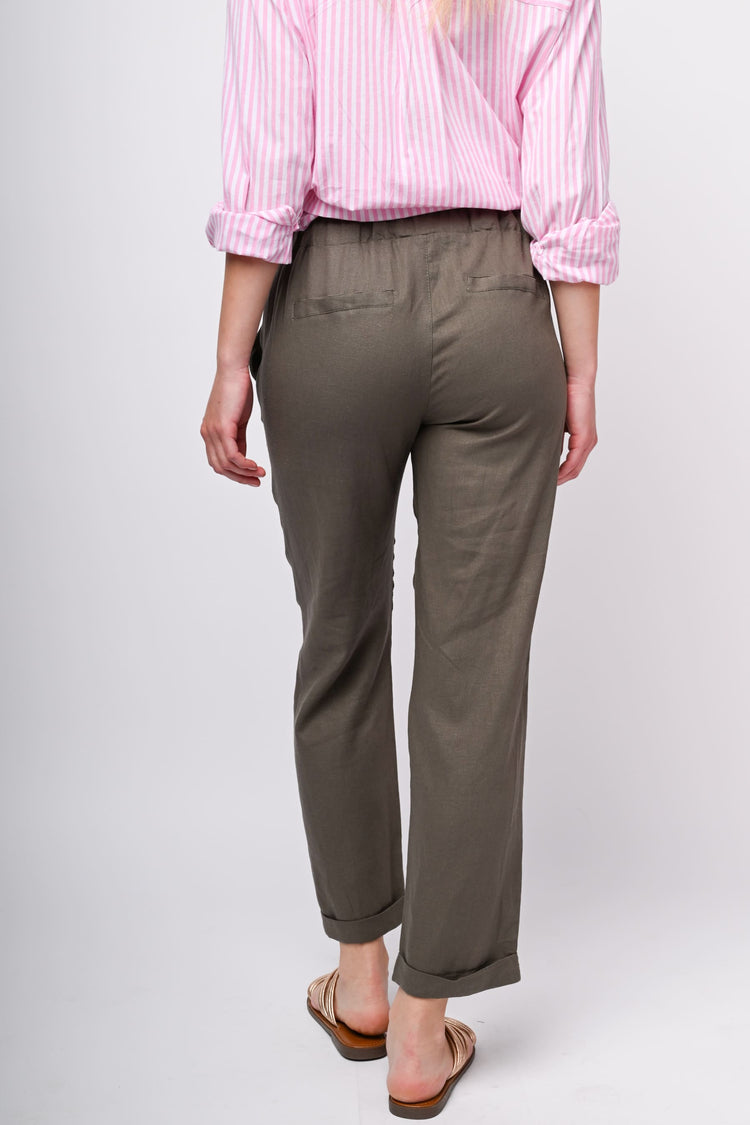 Pantaloni in lino e viscosa