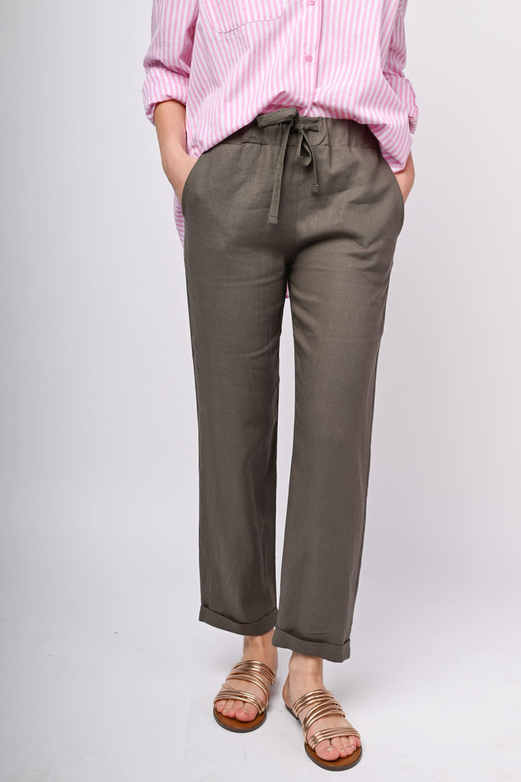Pantaloni in lino e viscosa