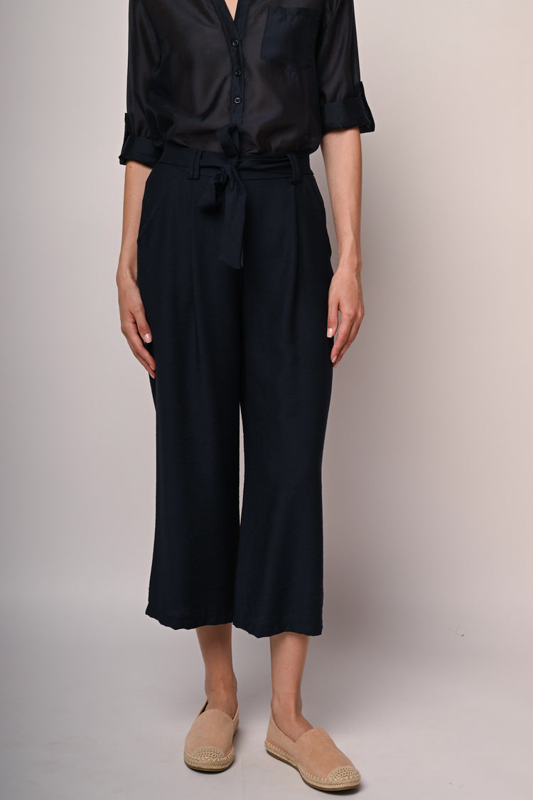 Pantaloni misto viscosa con cintura