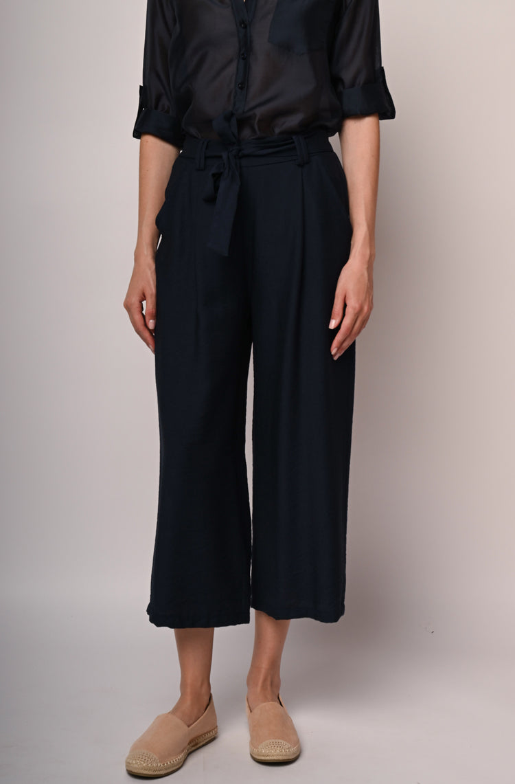 Pantaloni misto viscosa con cintura