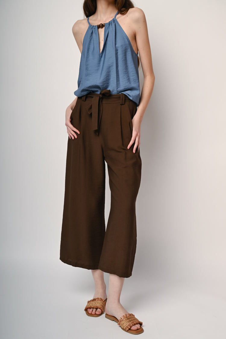 Pantaloni misto viscosa con cintura