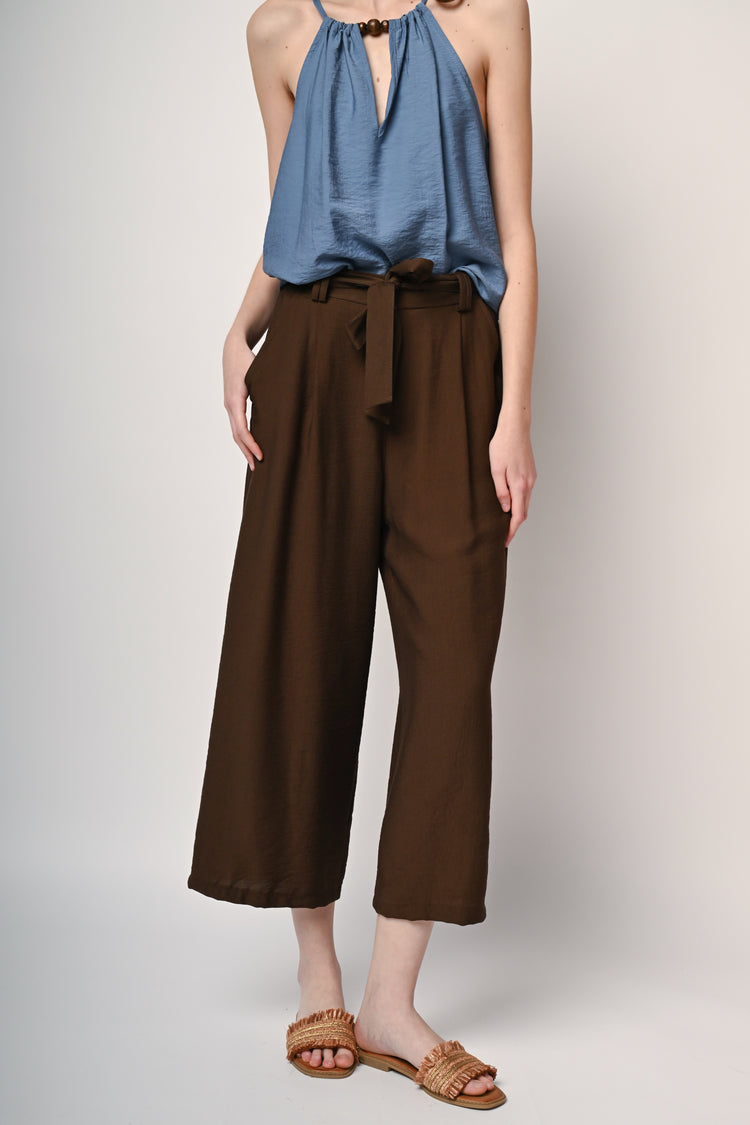 Pantaloni misto viscosa con cintura